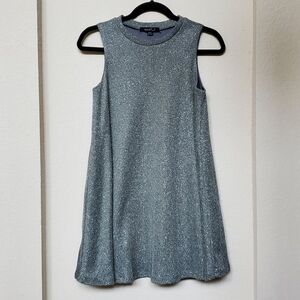 Heart Soul Swing Sleeveless Silver Metallic Dress Size S